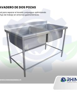 LAVADERO DE ACERO INOXIDABLE 2 POZAS