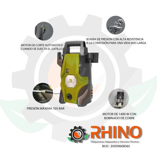 HIDROLAVADORA ELECTRICA BONH- 1400W - Imagen 2