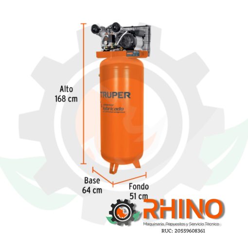 COMPRESORA LUBRICADA DE BANDA VERTICAL 220 V, 240 L TRUPER - Imagen 3