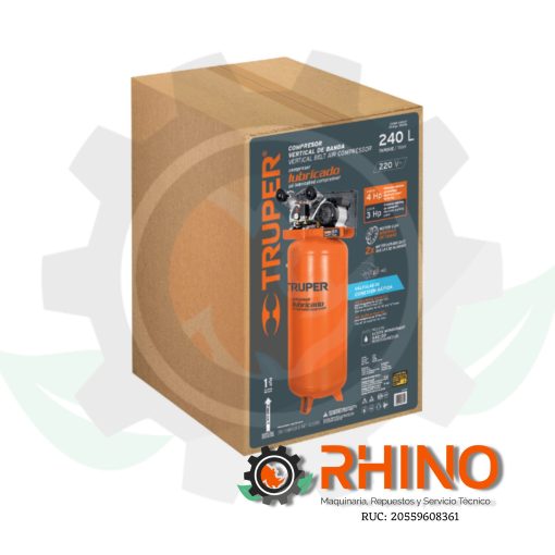 COMPRESORA LUBRICADA DE BANDA VERTICAL 220 V, 240 L TRUPER - Imagen 4