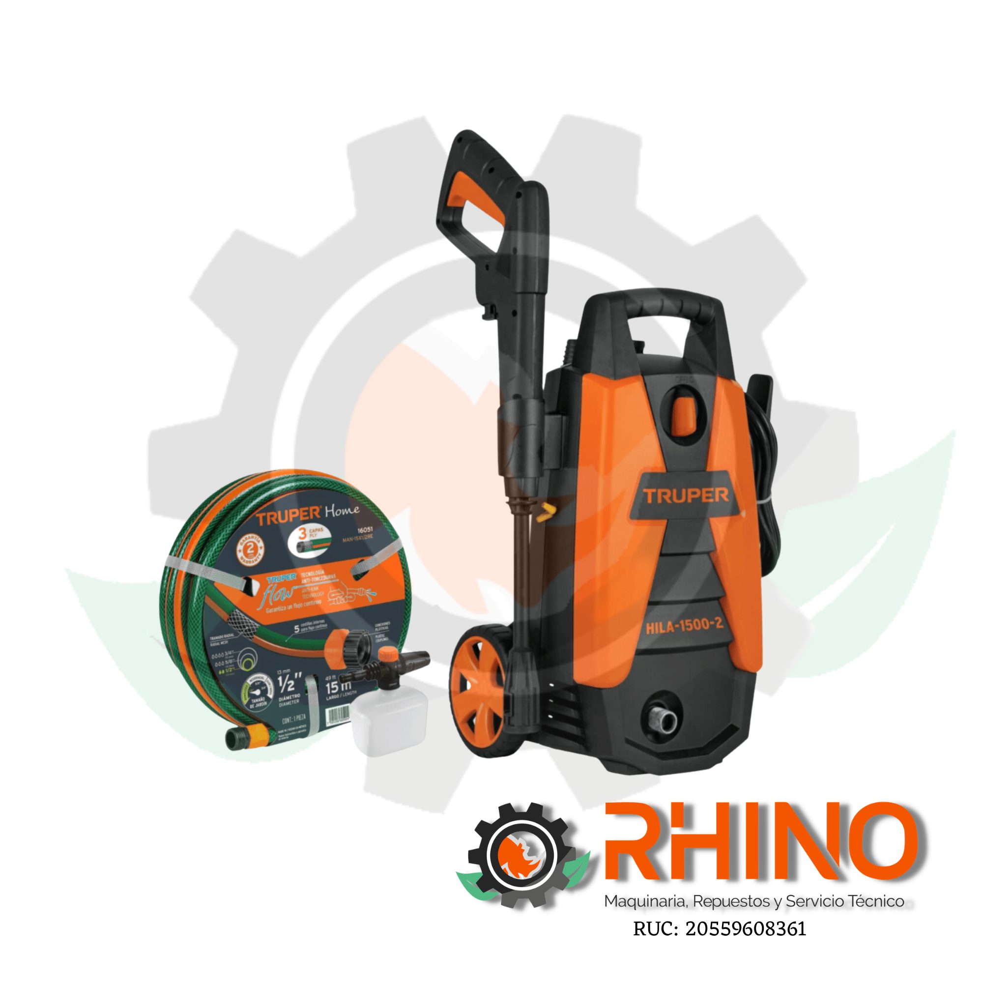 HIDROLAVADORA ELECTRICA ALTA PRESIÓN 1800PSI 1500W TRUPER 103339 HILA-1800-2