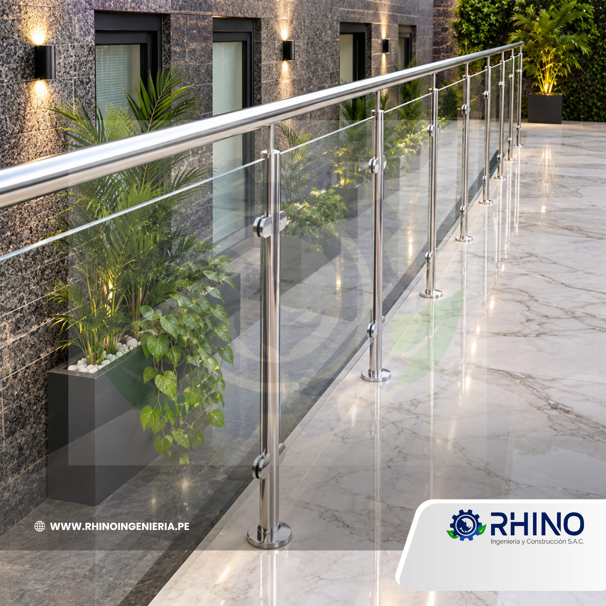 BARANDAS DE ACERO INOXIDABLE CON VIDRIO TEMPLADO MICHELL BVT - 304