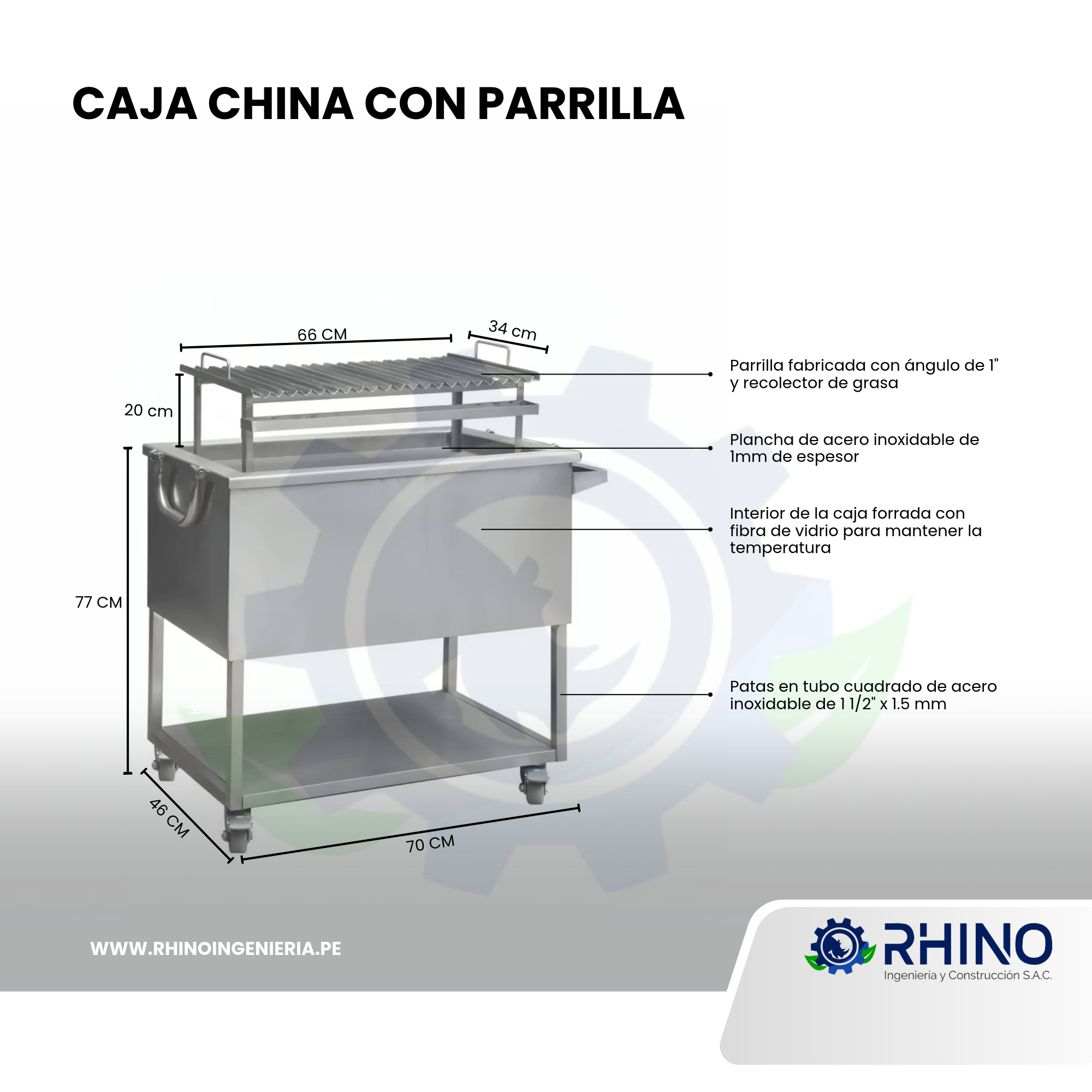 CAJA CHINA MIXTA CON PARRILLA EN ACERO INOXIDABLE MICHELL CCH-304P - Imagen 2