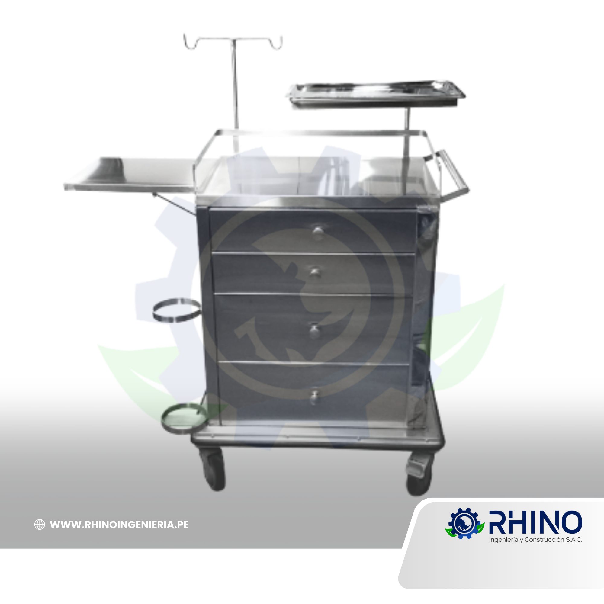 CARRO DE PARO HOSPITALARIO O DE REANIMACIÓN DE ACERO INOXIDABLE MICHELL CPHR-304