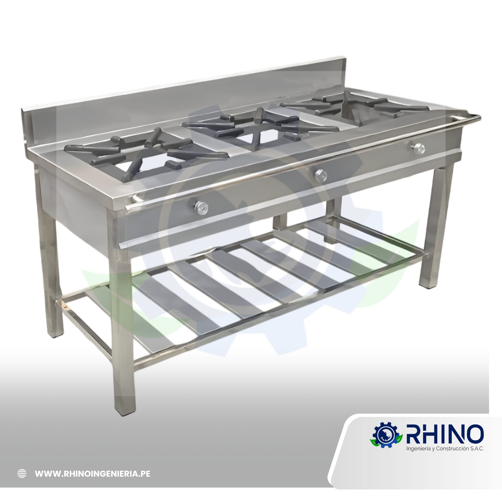 COCINA INDUSTRIAL DE TRES HORNILLAS ACERO INOXIDABLE MICHELL CI3H-304