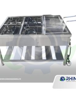 COCINA MIXTA CON FREIDORA Y PLANCHA DE ACERO INOXIDABLE MICHELL CM4H-304FP