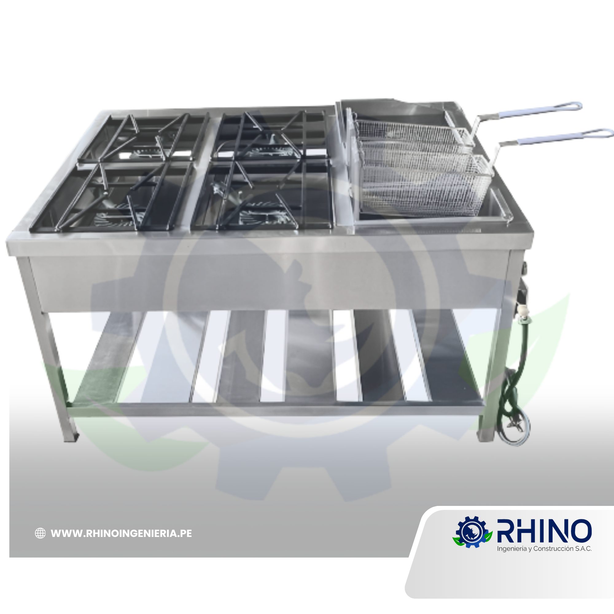 COCINA MIXTA CON FREIDORA Y PLANCHA DE ACERO INOXIDABLE MICHELL CM4H-304FP