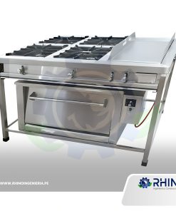 COCINA MIXTA CON PLANCHA Y HORNO DE ACERO INOXIDABLE MICHELL CM4H-304PLH