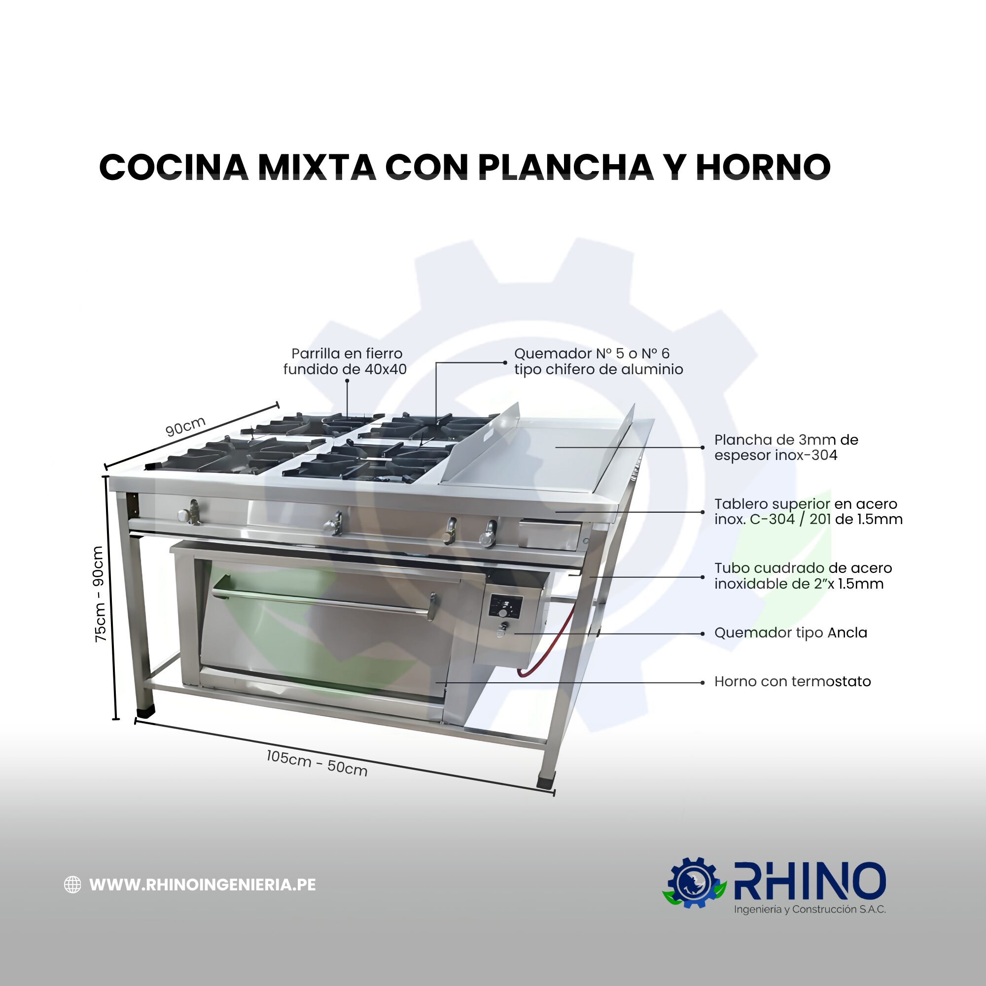 COCINA MIXTA CON PLANCHA Y HORNO - Imagen 2
