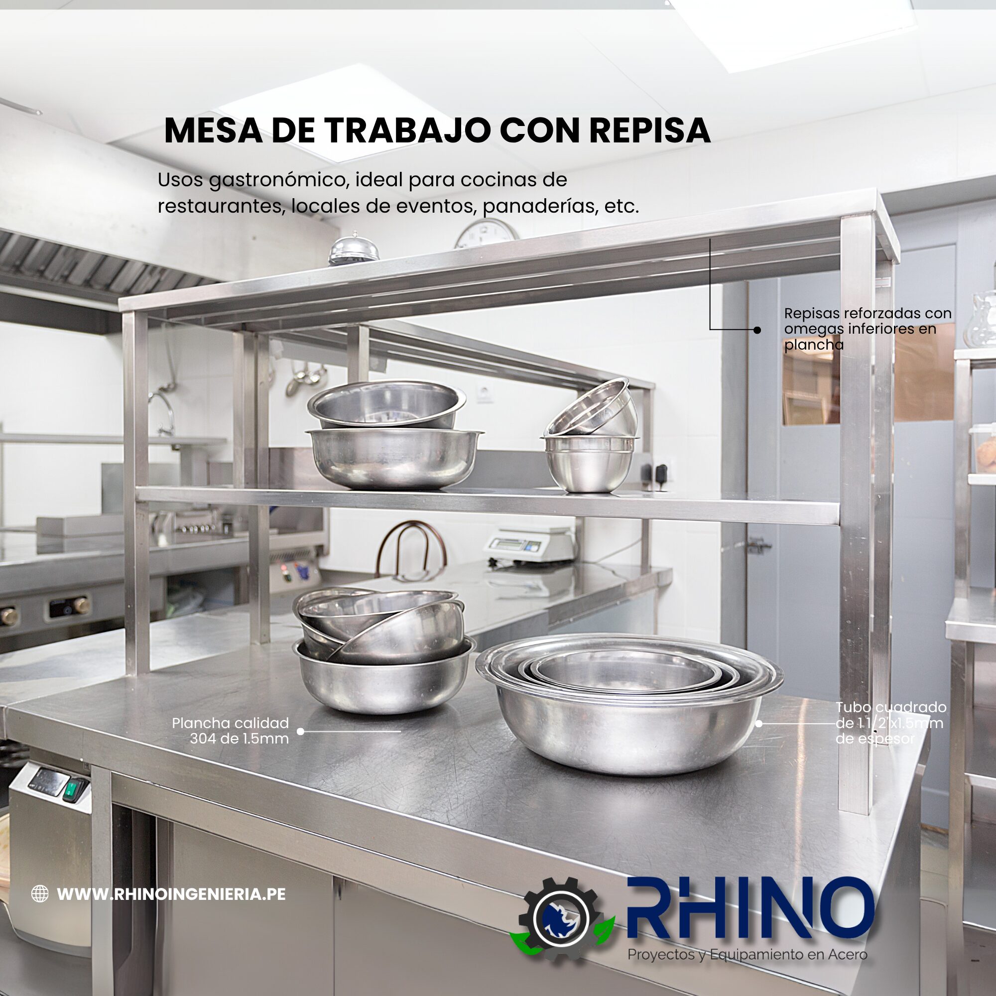 MESA DE TRABAJO CON REPISA