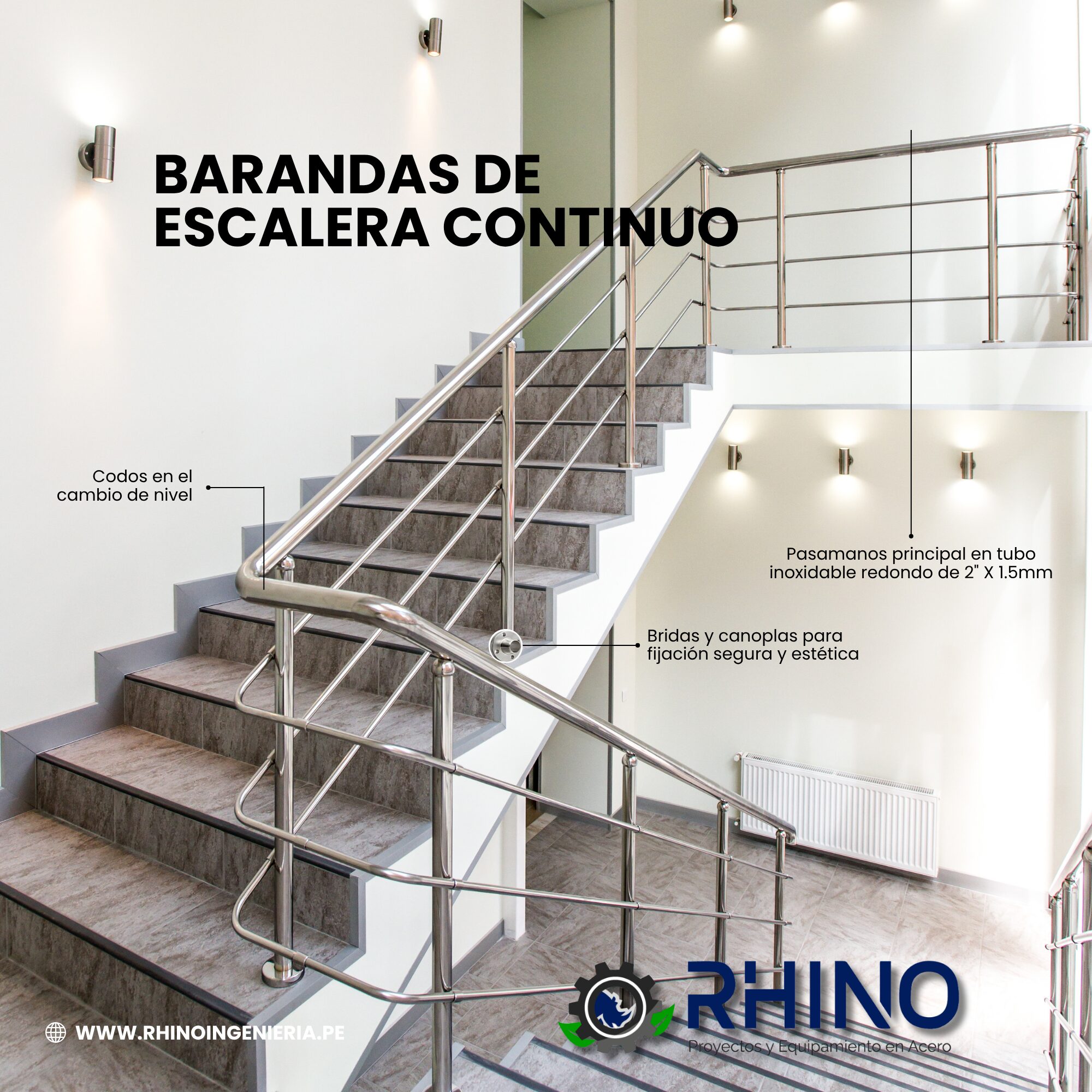 BARANDA DE ESCALERAS CON CONTINUO