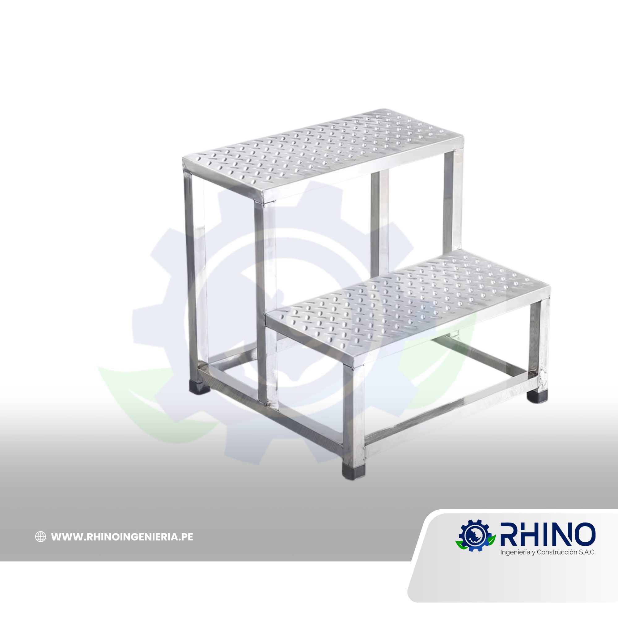 ESCALERA HOSPITALARIA DE 02 PELDAÑOS DE ACERO INOXIDABLE EH2P - 304