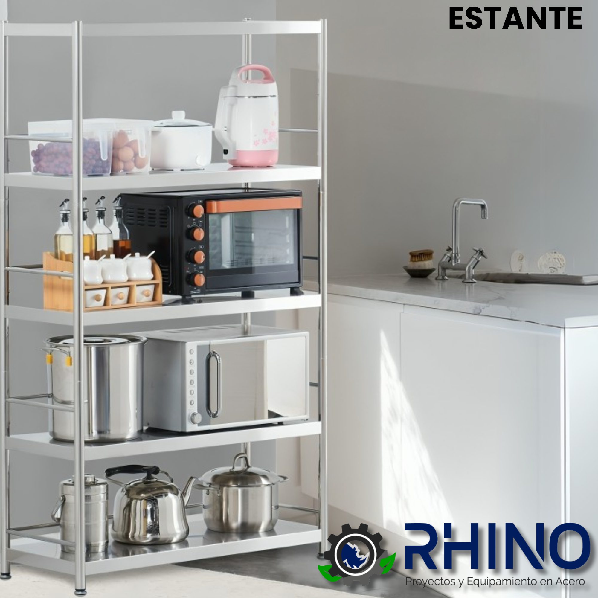 ESTANTE DE ACERO INOXIDABLE 06 NIVEL MICHELL E6N-304 - Imagen 3