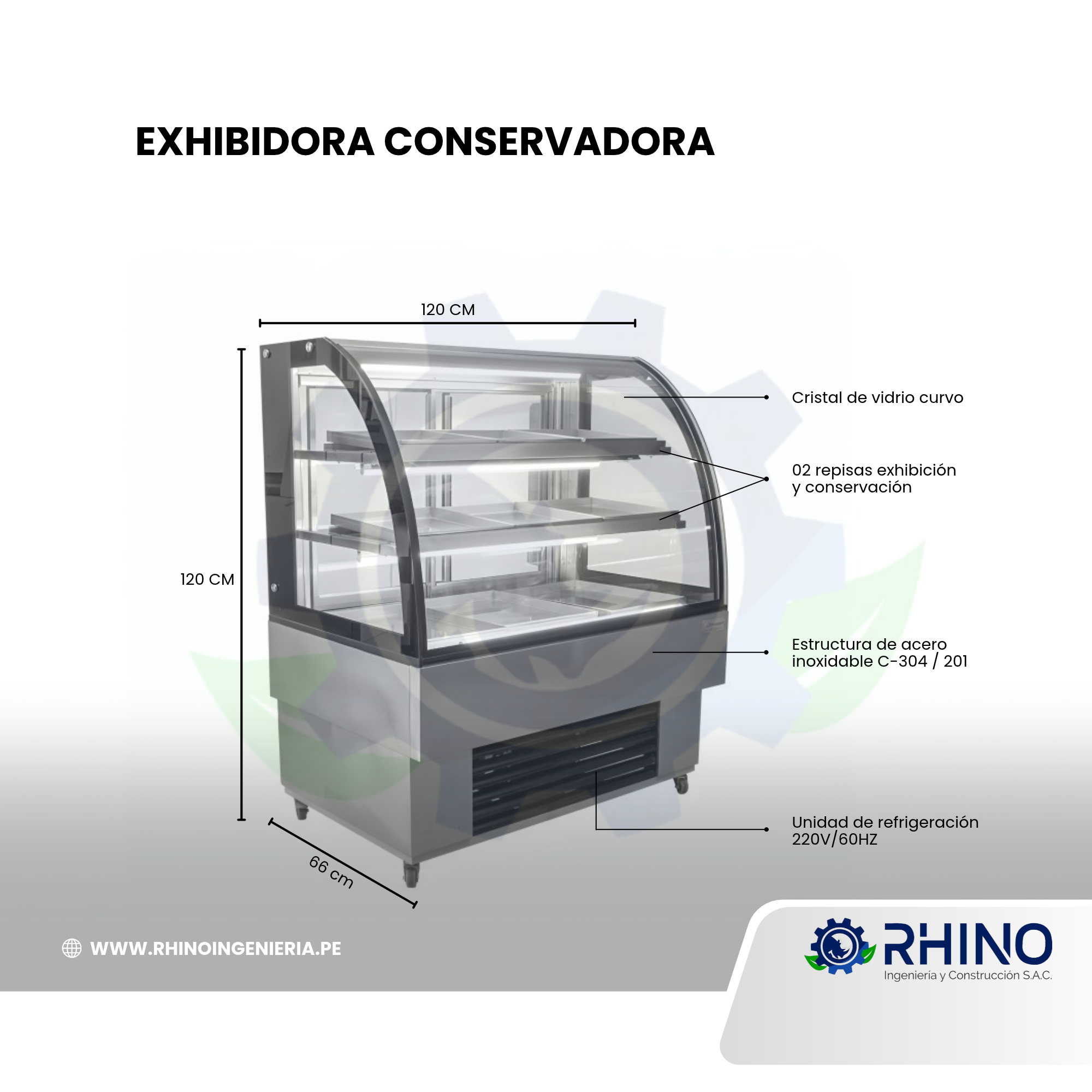 EXHIBIDORA CONSERVADORA ACERO INOXIDABLE MICHELL EC-304 - Imagen 2
