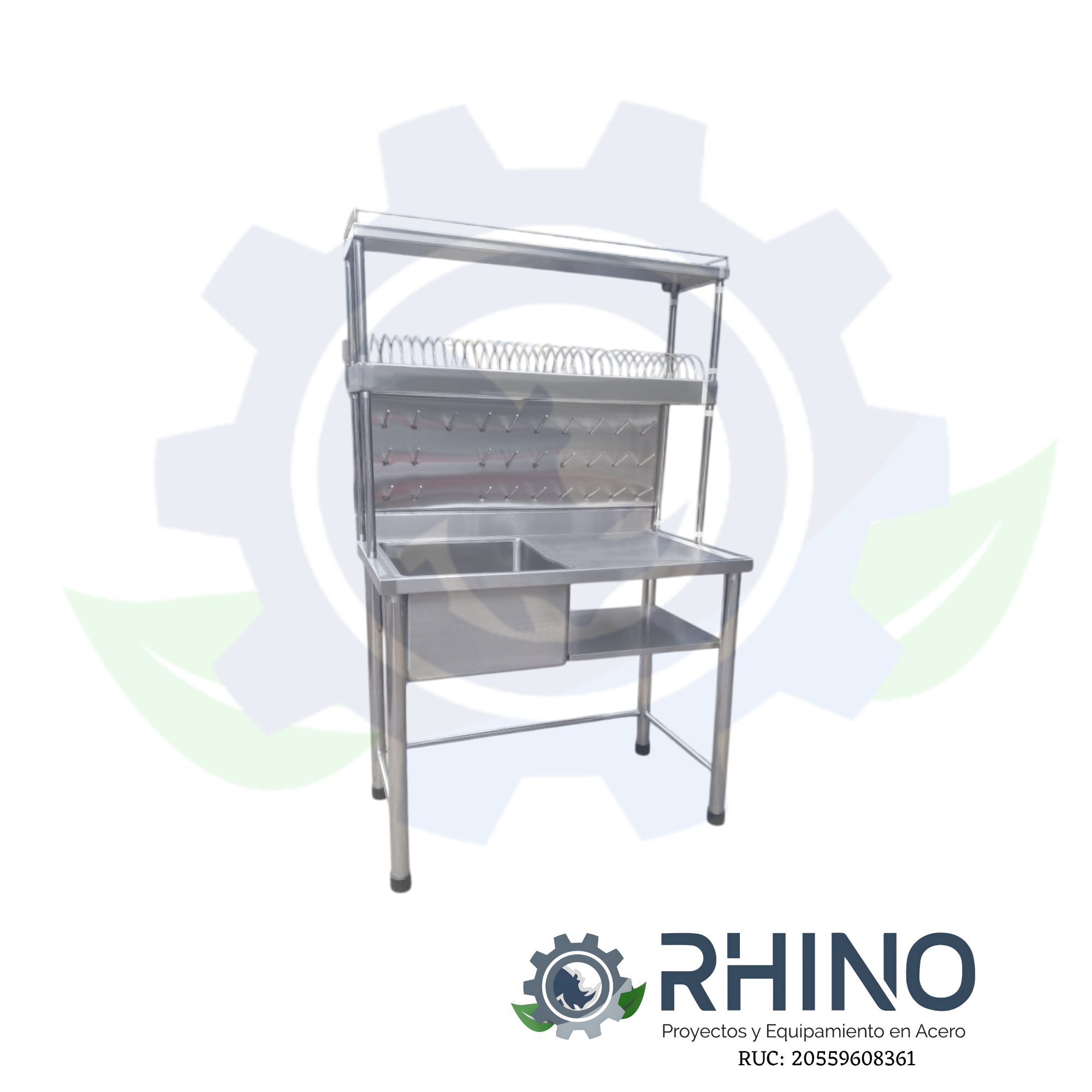 LAVADERO CON ESCURRIDOR DE PLATOS Y VASOS