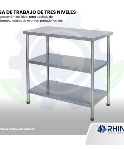 MESA DE TRABAJO EN ACERO INOXIDABLE 03 NIVEL MICHELL MT3N-304