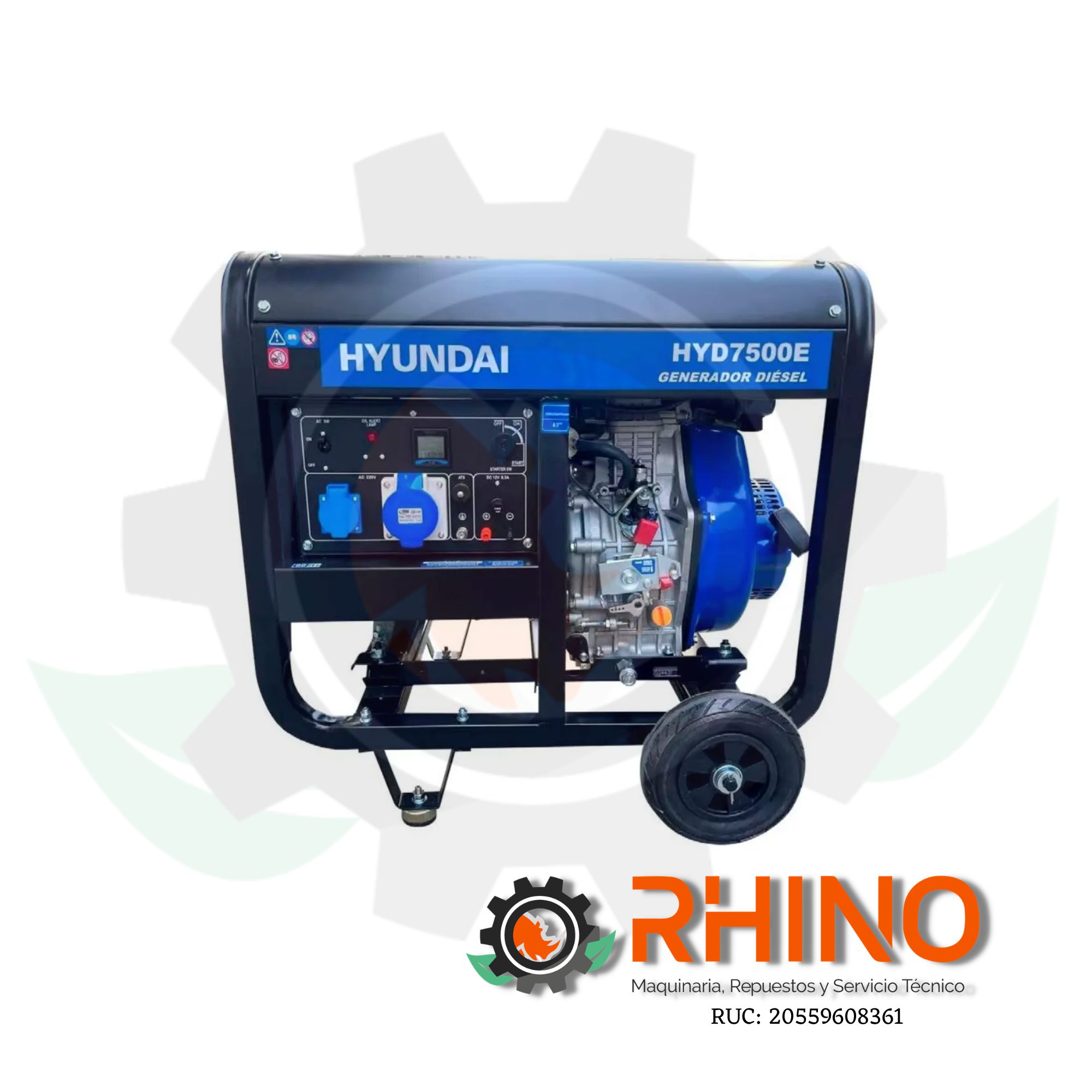 GENERADOR PETROLERO 220V 5.5 KVA HYUNDAI T2.HYD7500E
