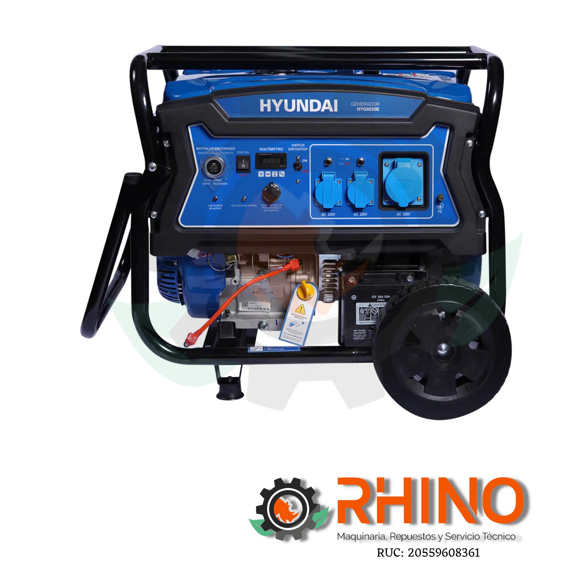 GENERADOR TRIF. 7.5KW HYUNDAI T2.HYGT9250E GASOLINERO