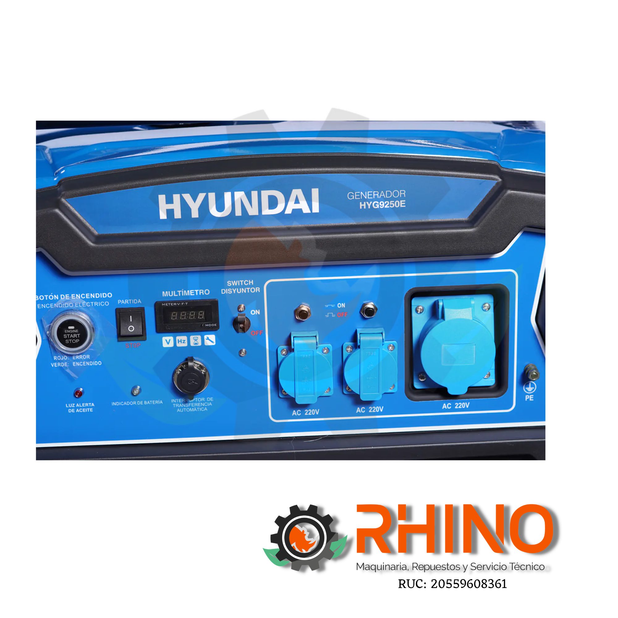 GENERADOR TRIF. 7.5KW HYUNDAI T2.HYGT9250E GASOLINERO - Imagen 2